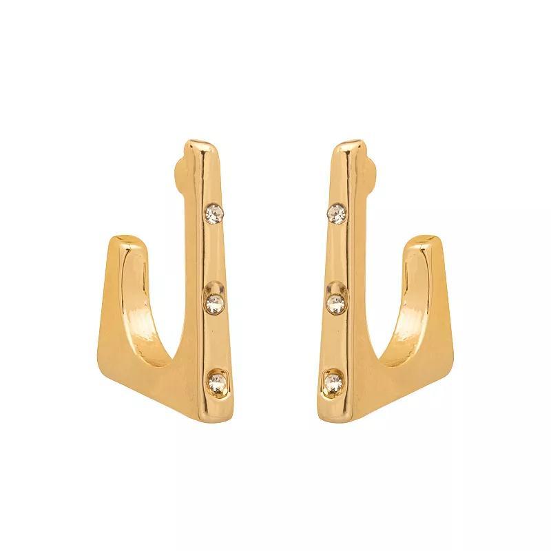 LC Lauren Conrad Gold Tone Crystal Square Hoop Earrings, Womens, Clear Product Image