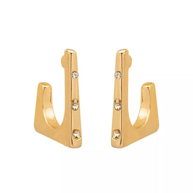 LC Lauren Conrad Gold Tone Crystal Square Hoop Earrings, Womens, Clear Product Image