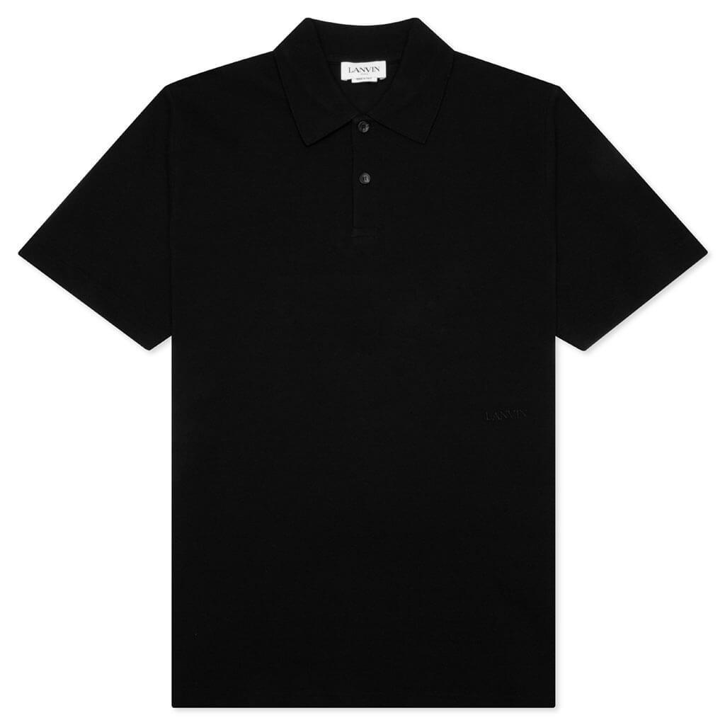 Classic Fit Polo With Logo Emblem Detail - Black Male Product Image