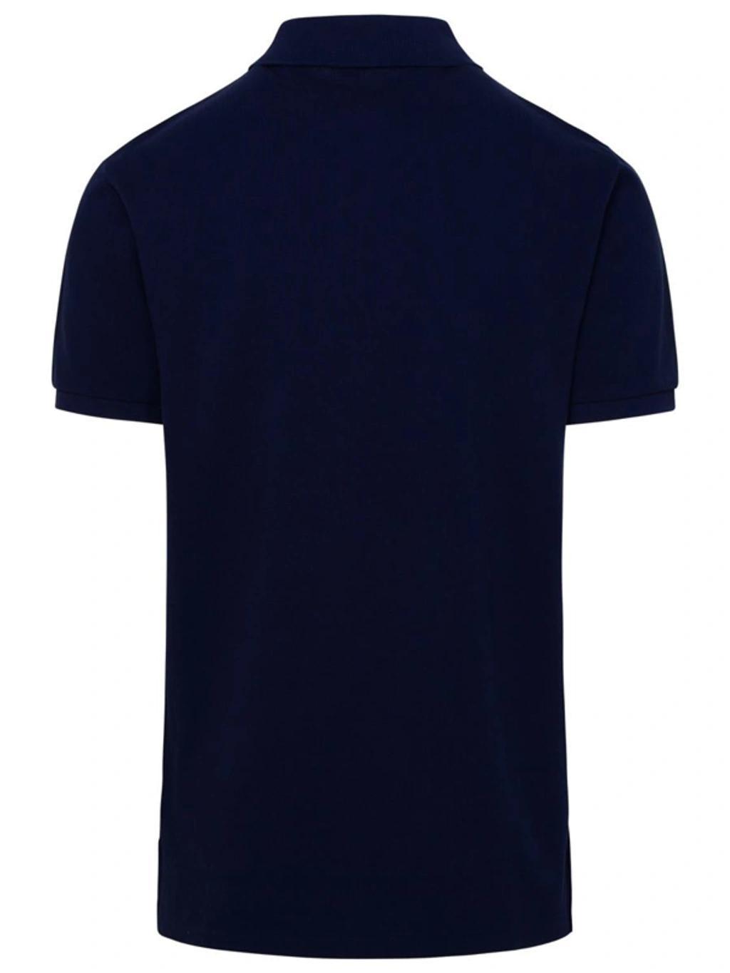 Cotton Mesh Slim-fit Polo Shirt In Blue Product Image