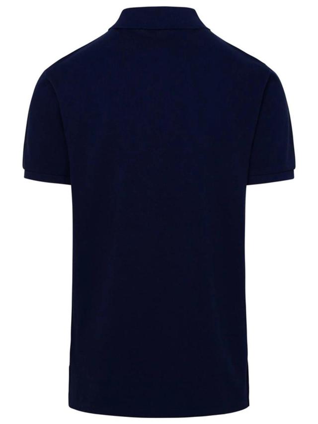 Cotton Mesh Slim-fit Polo Shirt In Blue Product Image