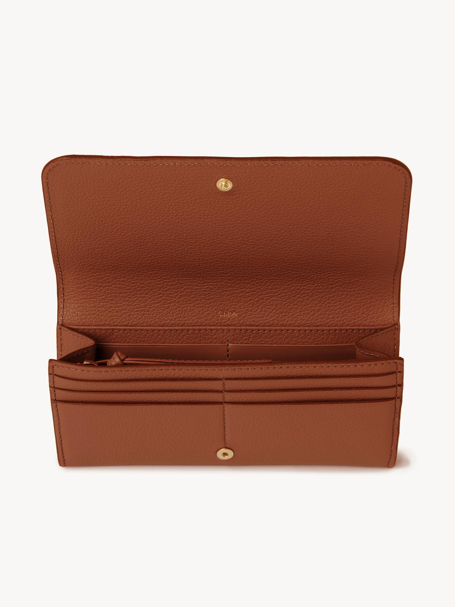 Marcie long wallet with flap in grained leather Product Image