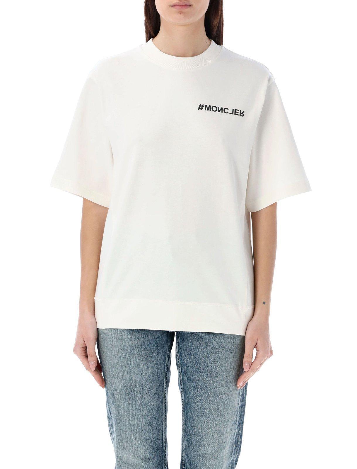 MONCLER Logo Printed Crewneck T-shirt In White Product Image