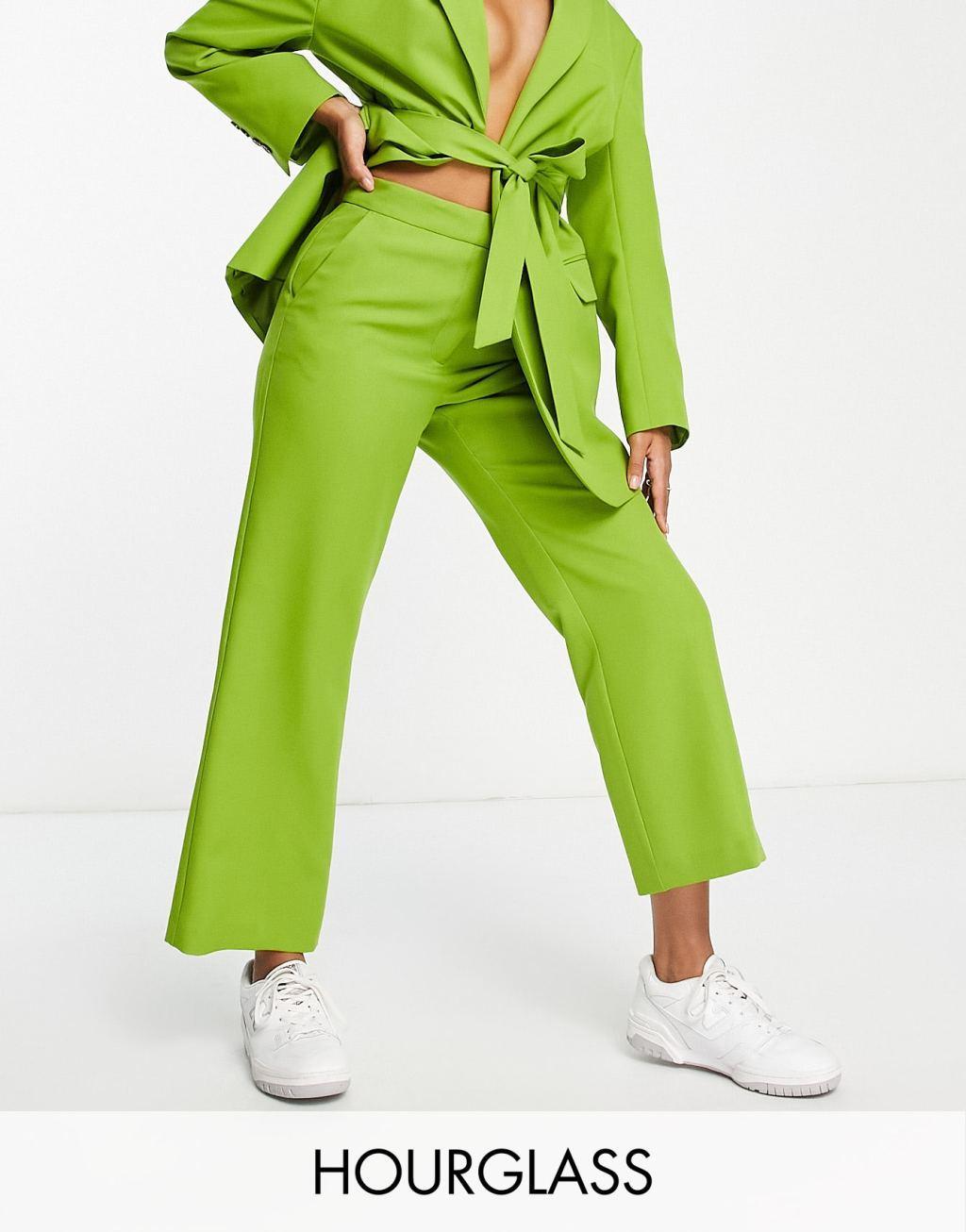 ASOS DESIGN hourglass straight ankle suit pants in olive Product Image