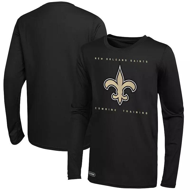 Mens Black New Orleans Saints Side Drill Long Sleeve T-shirt Product Image