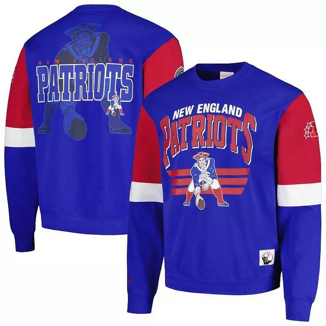 Mens Mitchell & Ness Royal New England Patriots Big & Tall Fleece Pullover Sweatshirt Product Image