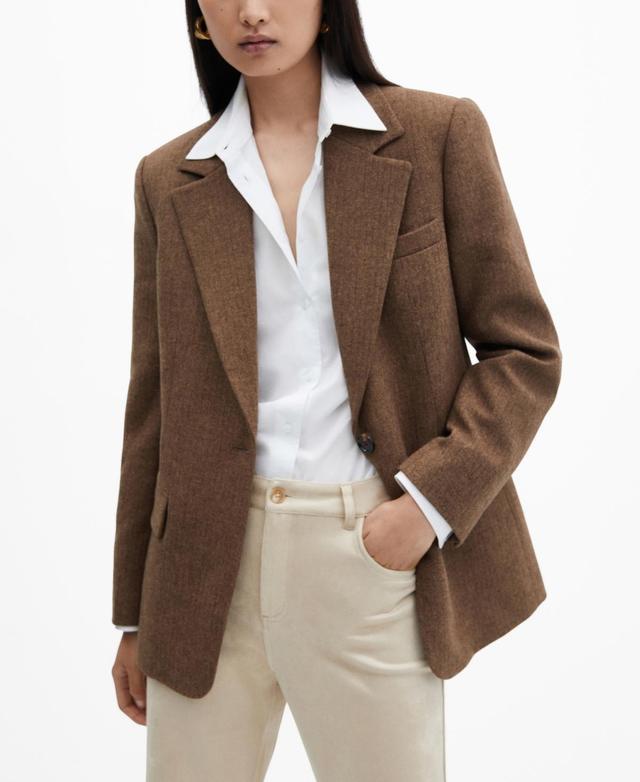 Mango Womens Long Lapel Blazer Product Image