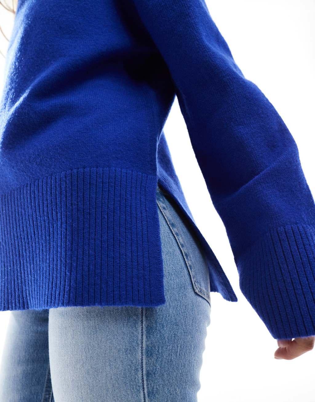 Bershka high neck sweater in bright blue Product Image