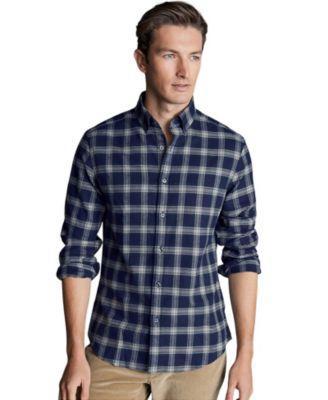 Men's Slim Fit Button-Down Collar Brushed Flannel Check Shirt Product Image