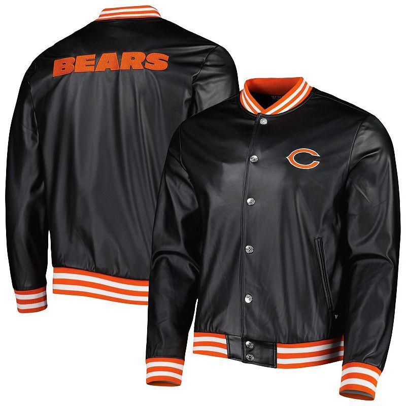 Mens The Wild Collective Black Chicago Bears Metallic Bomber Full-Snap Jacket BRS Black Product Image