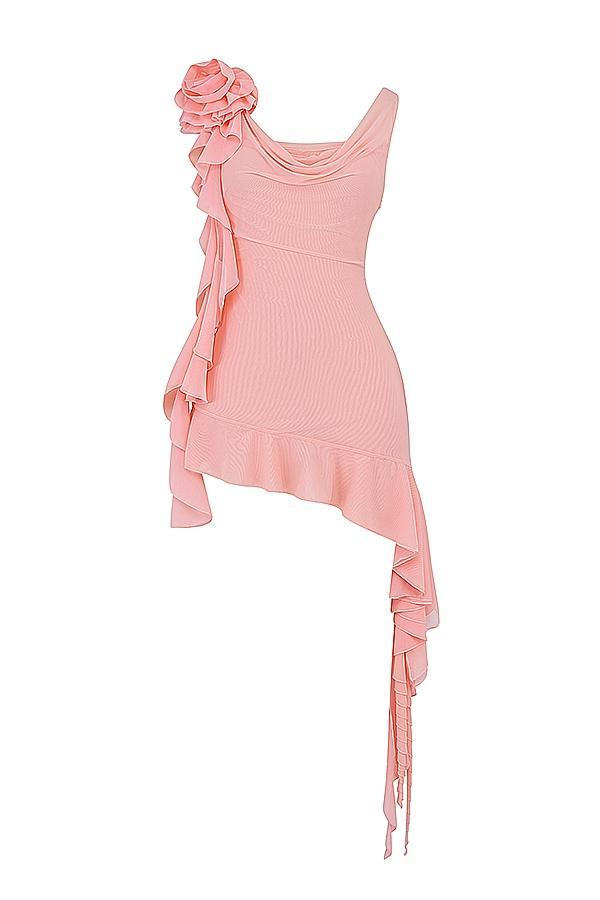 Charla Soft Apricot Ruffle Mini Dress Product Image