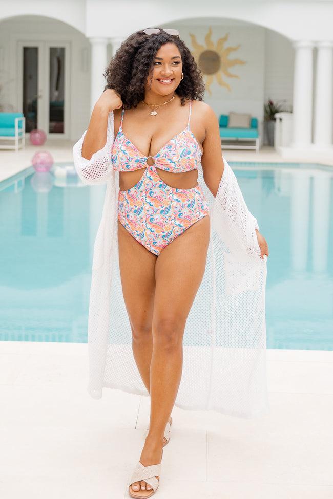 Ready For A Vacay in Whimsical Wonderland Cutout One Piece Swimsuit FINAL SALE Product Image