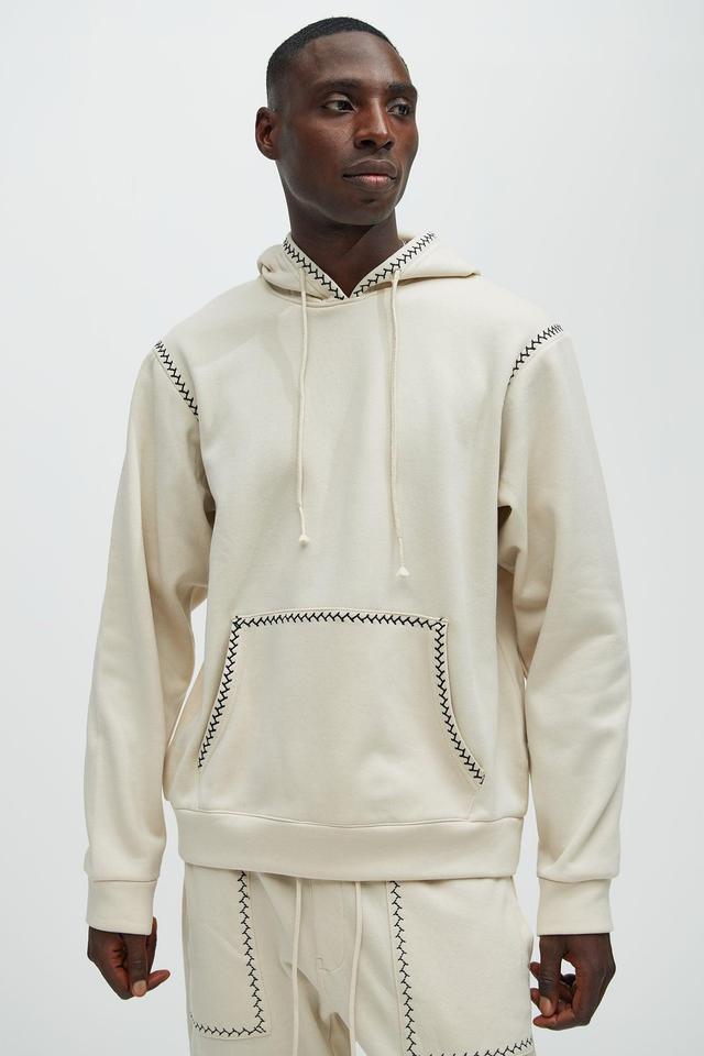 Casual Contrast Stitch Hoodie - Off White Product Image