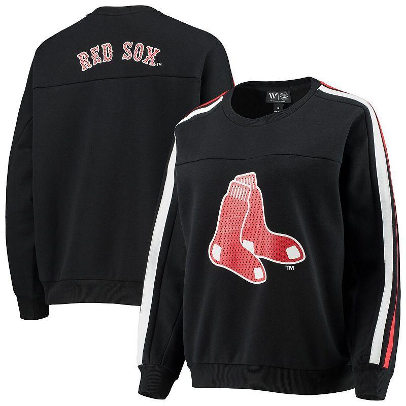 Womens The Wild Collective Boston Red Sox Perforated Logo Pullover Sweatshirt product image