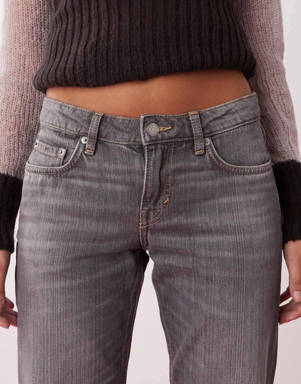 Weekday Arrow low waist straight leg jeans in mine gray wash Product Image