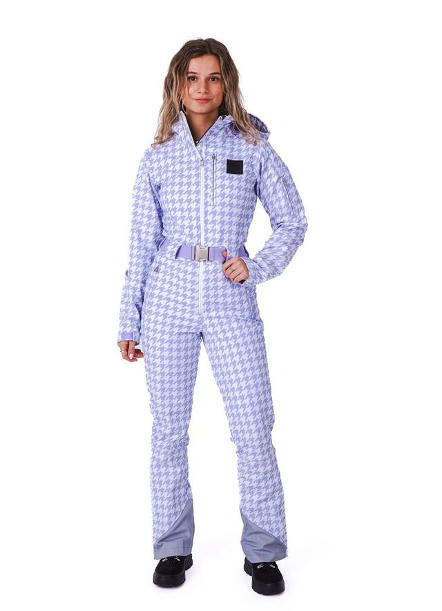 Purple Houndstooth Womens Chic Ski Suit Product Image