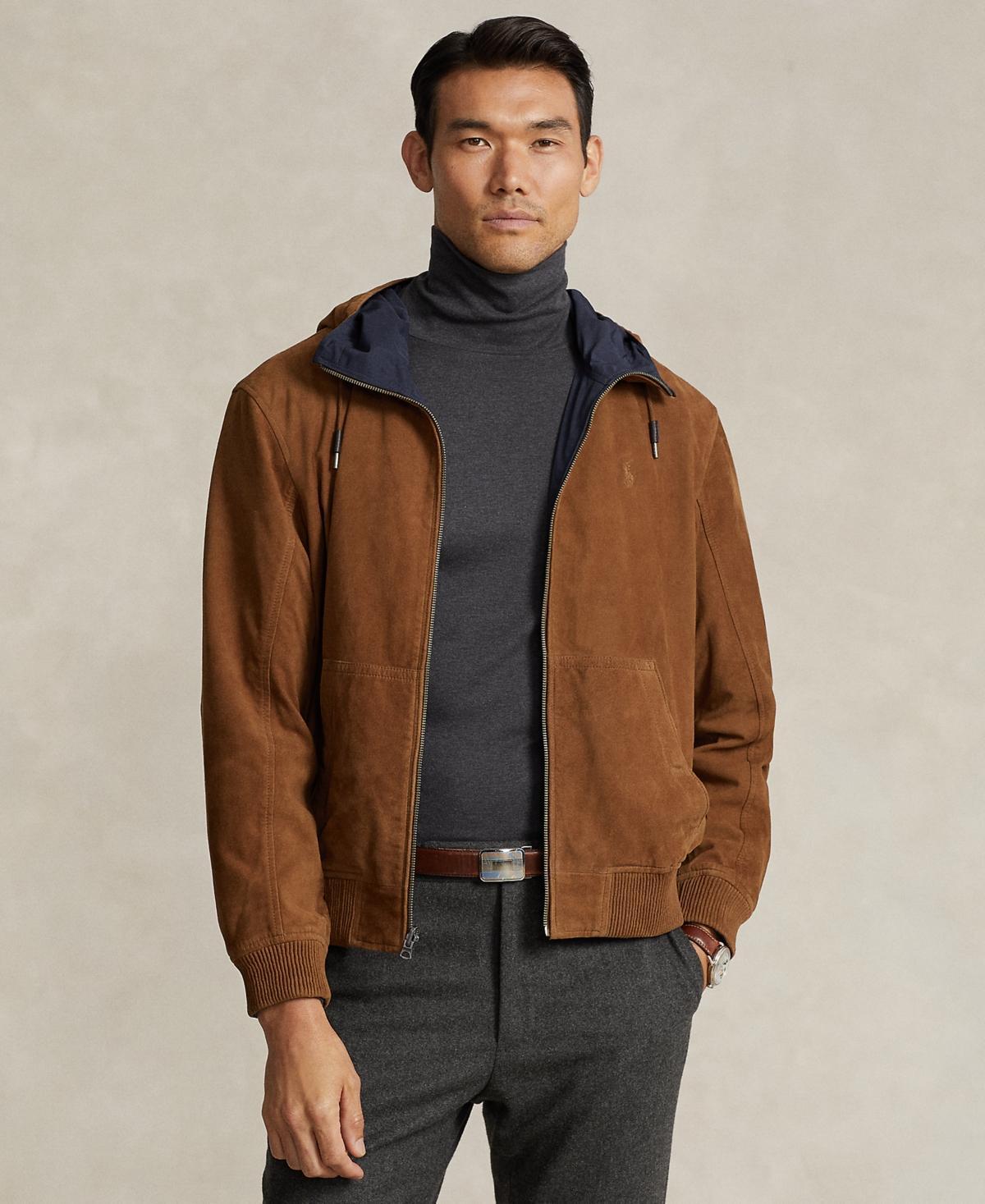 Polo Ralph Lauren Mens Reversible Suede-Taffeta Hooded Jacket - Country Brown Product Image