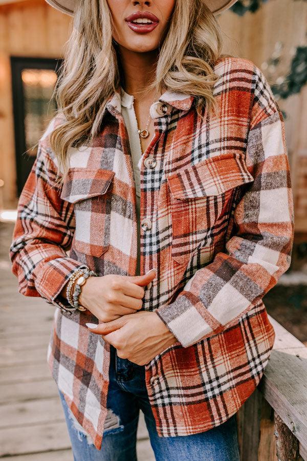 Nantucket Chill Plaid Jacket In Rust Product Image