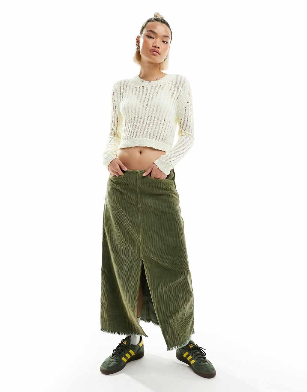 Noisy May crew neck cropped open knit top Product Image