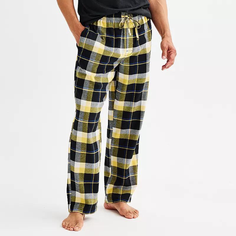 Mens Sonoma Goods For Life Flannel Drawstring Pajama Pants Iron Ore Plaid Product Image