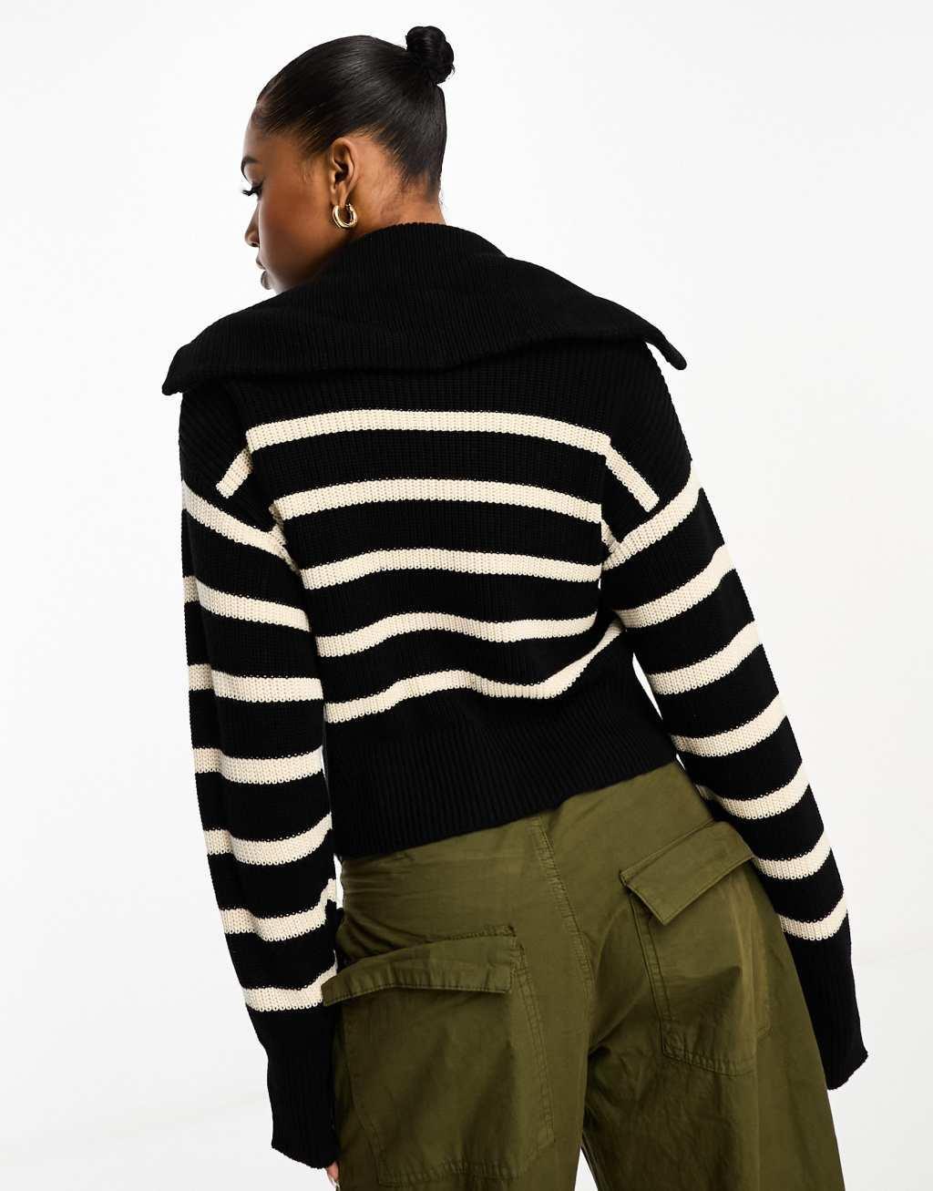 Monki high zip neck knit sweater Product Image