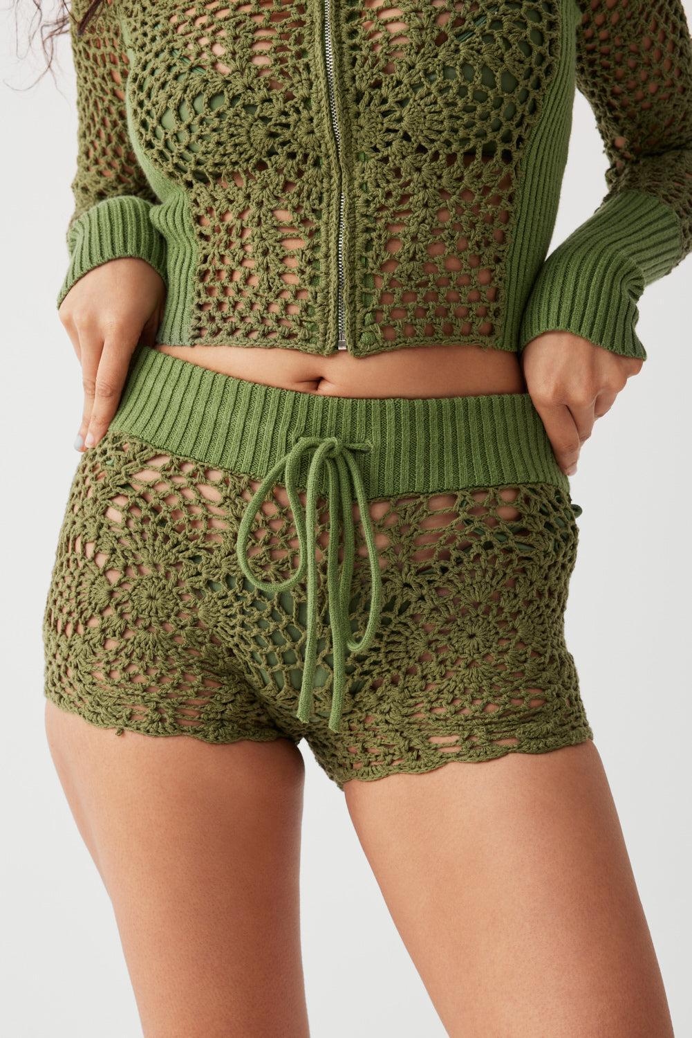 Lyla Crochet Mini Short - Sea Moss Product Image