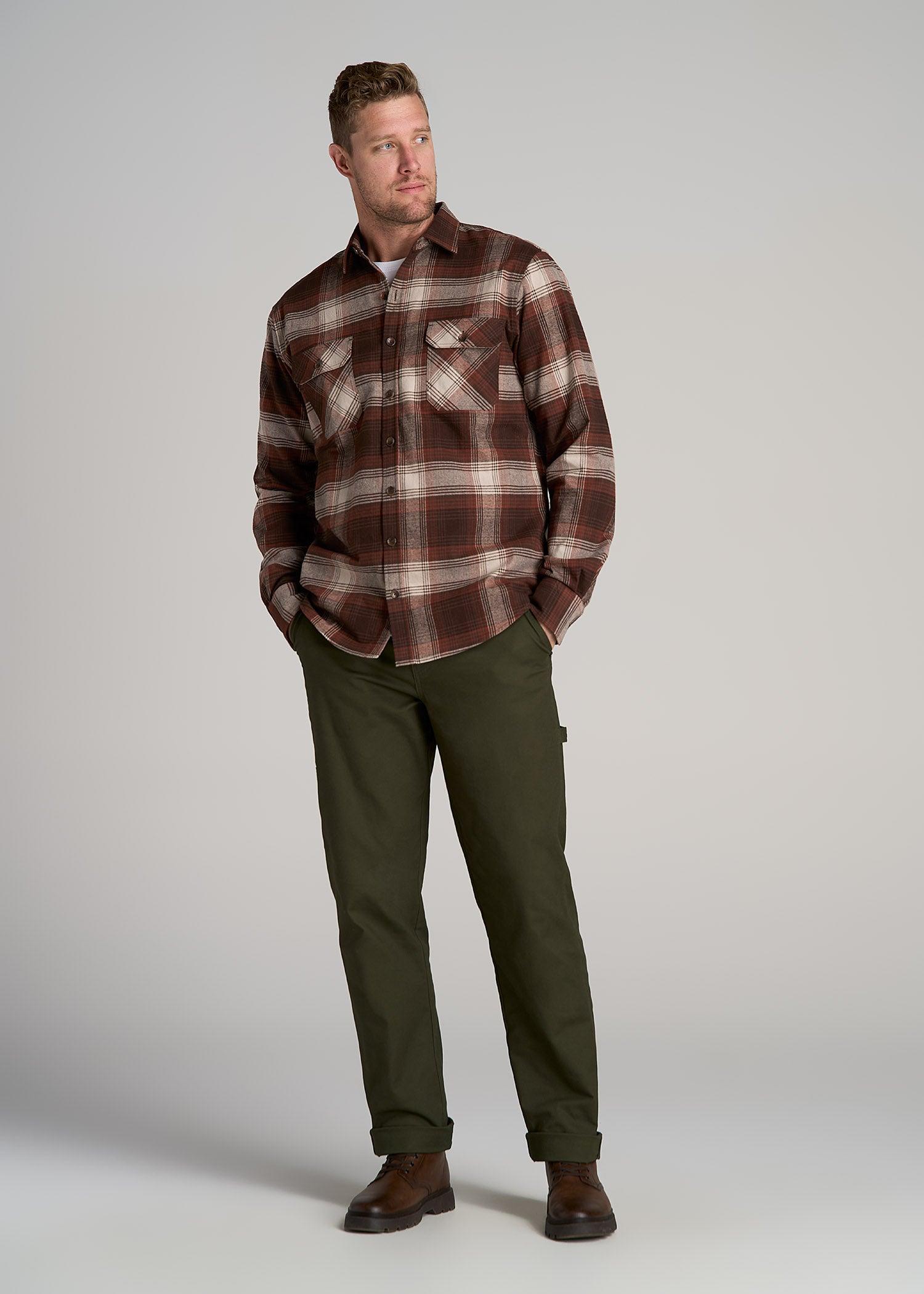 LJ&S Rugged Plaid Shirt Men's in Dark Brown and Beige Plaid Product Image