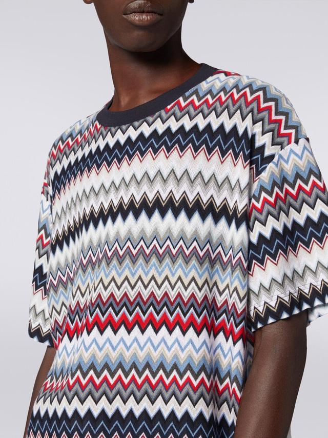 Crew-neck T-shirt in zigzag cotton Multicoloured | Missoni Product Image