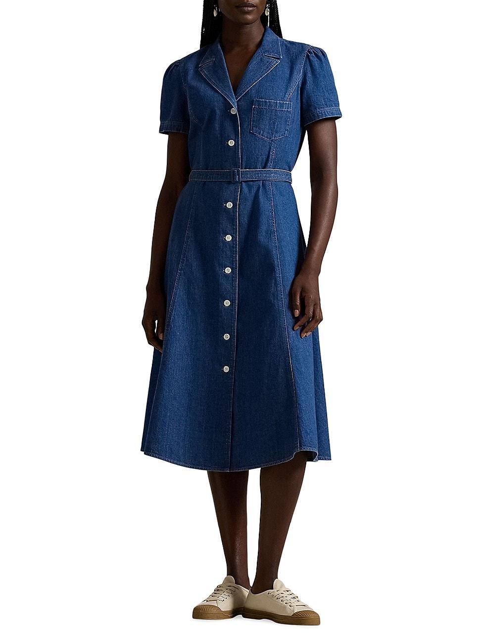 Womens Belted Denim Shirtdress Product Image