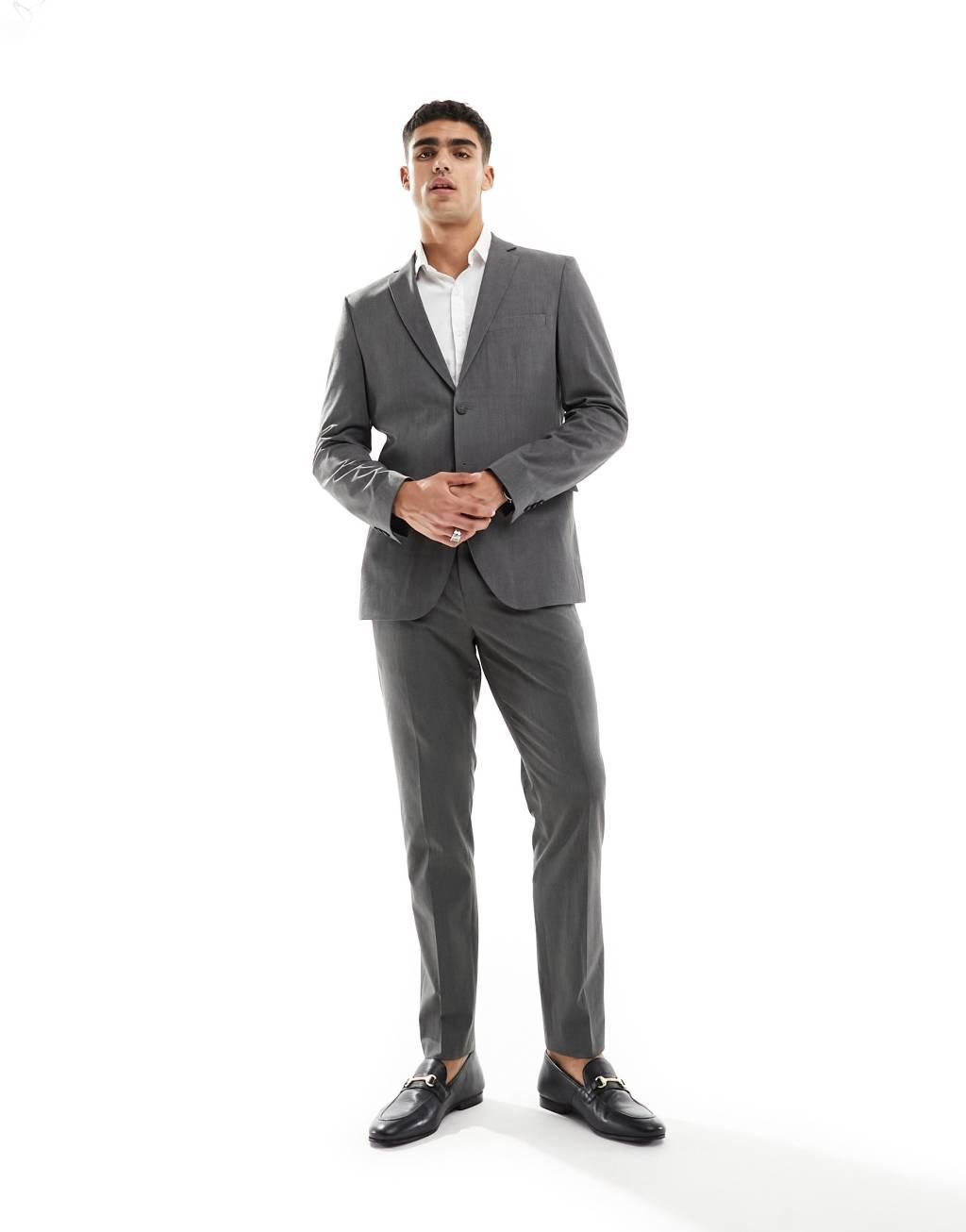 Selected Homme slim fit suit jacket in gray  Product Image