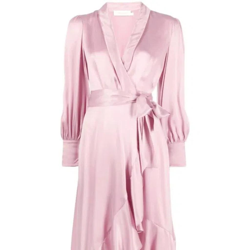 Silk Wrap Midi Dress In Pink product image