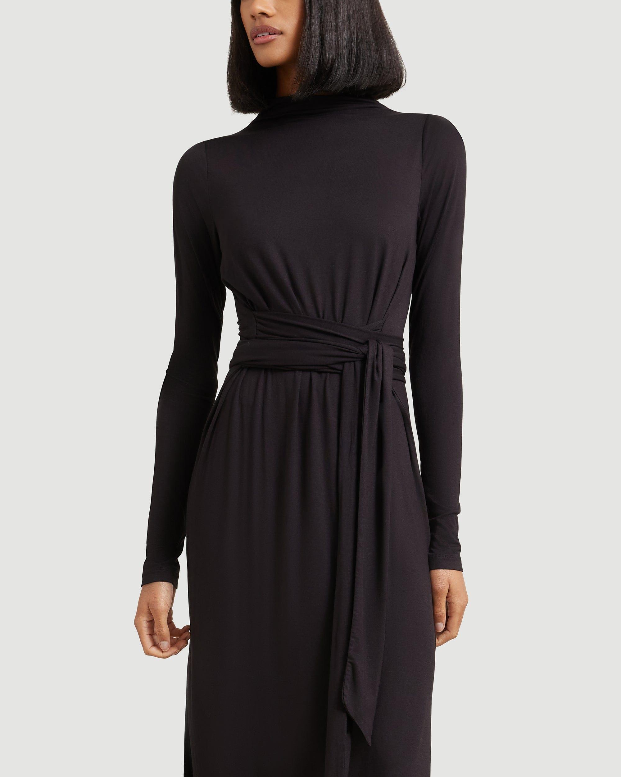 Vero Tie-Front Long-Sleeve Dress Product Image