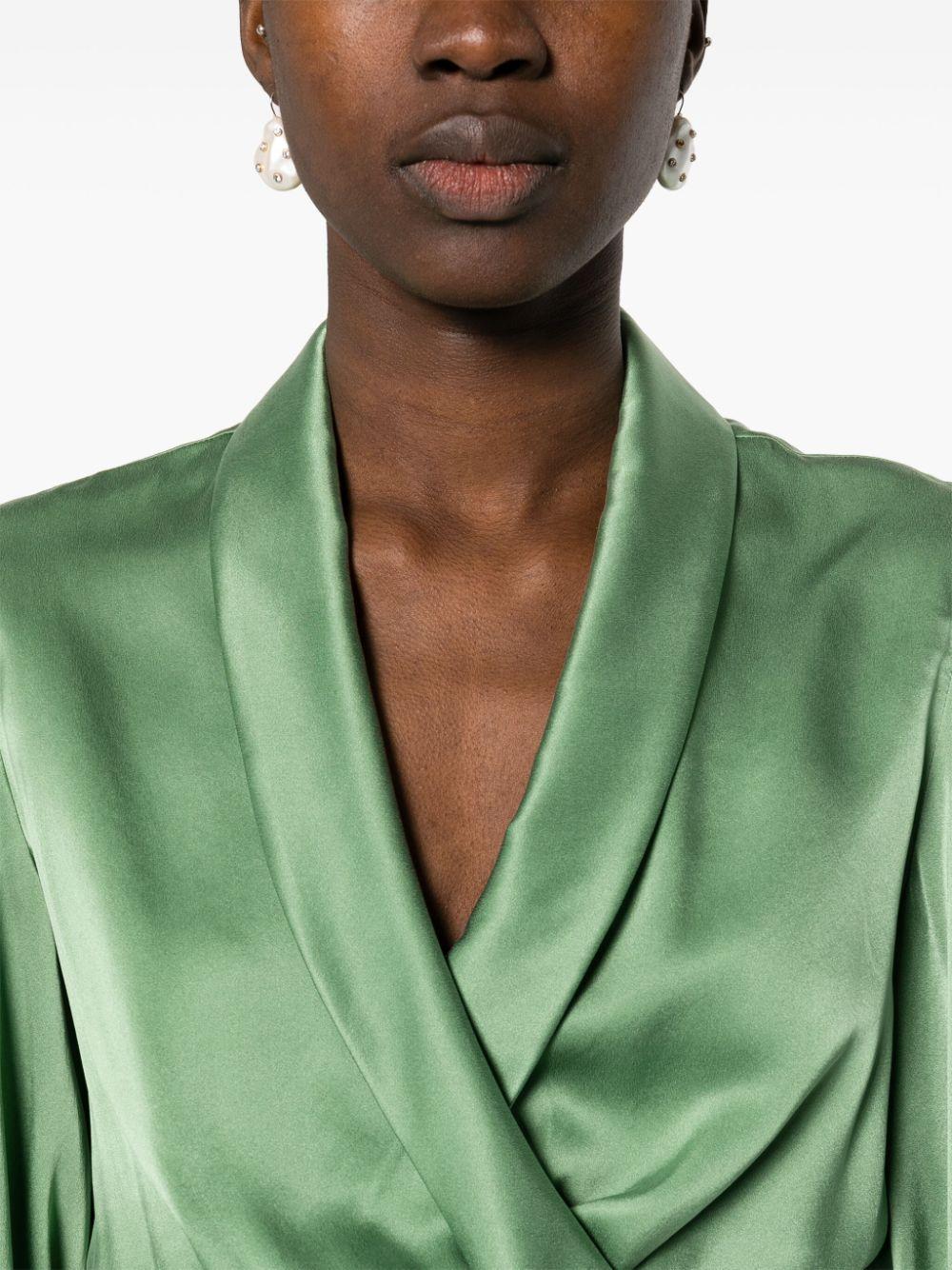 ZIMMERMANN Silk Wraparound Blouse In Green Product Image