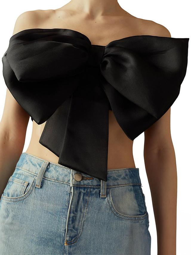 Womens Organza Bow Bandeau Crop Top Product Image