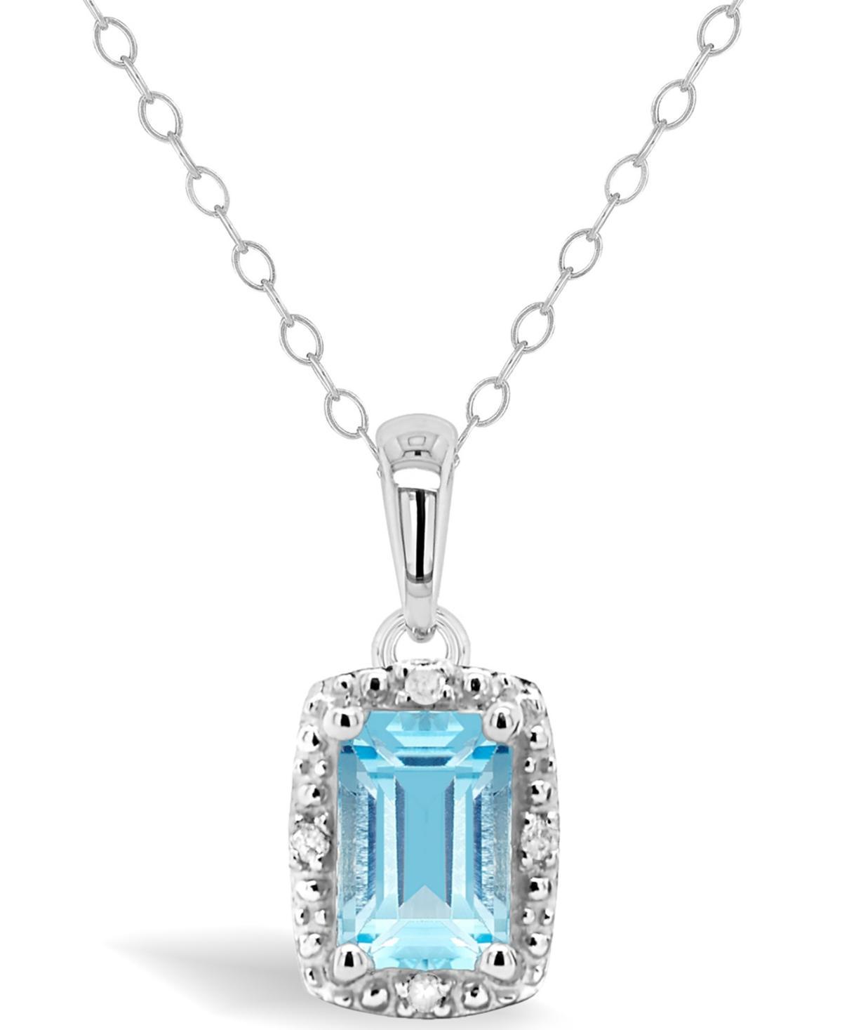 Gemstone and Diamond Accent Pendant Necklace in Sterling Silver Product Image