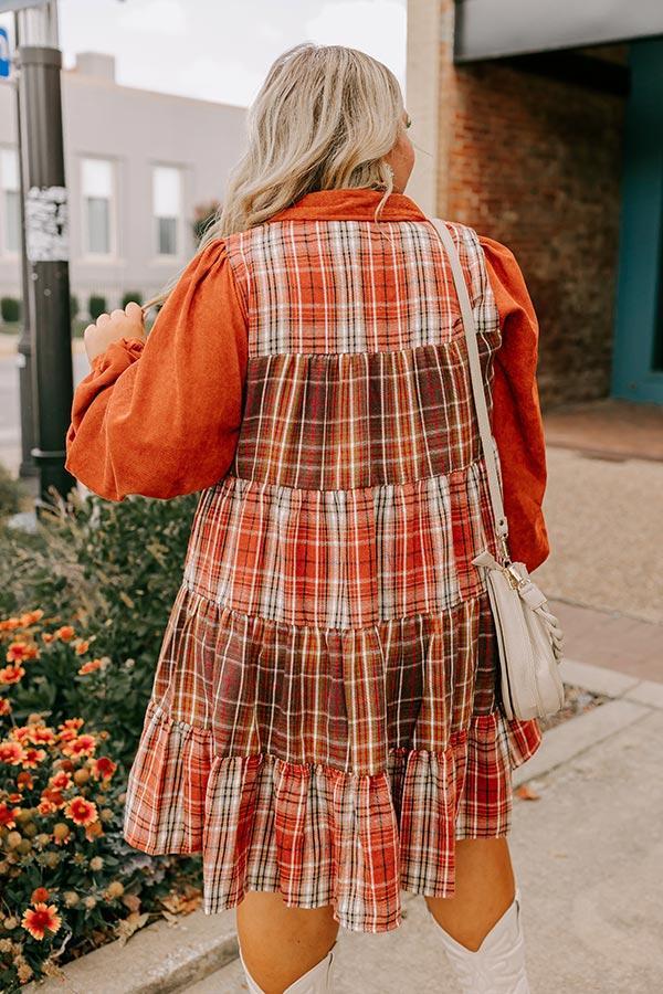 Fall Vibes Plaid Mini Dress Curves Product Image