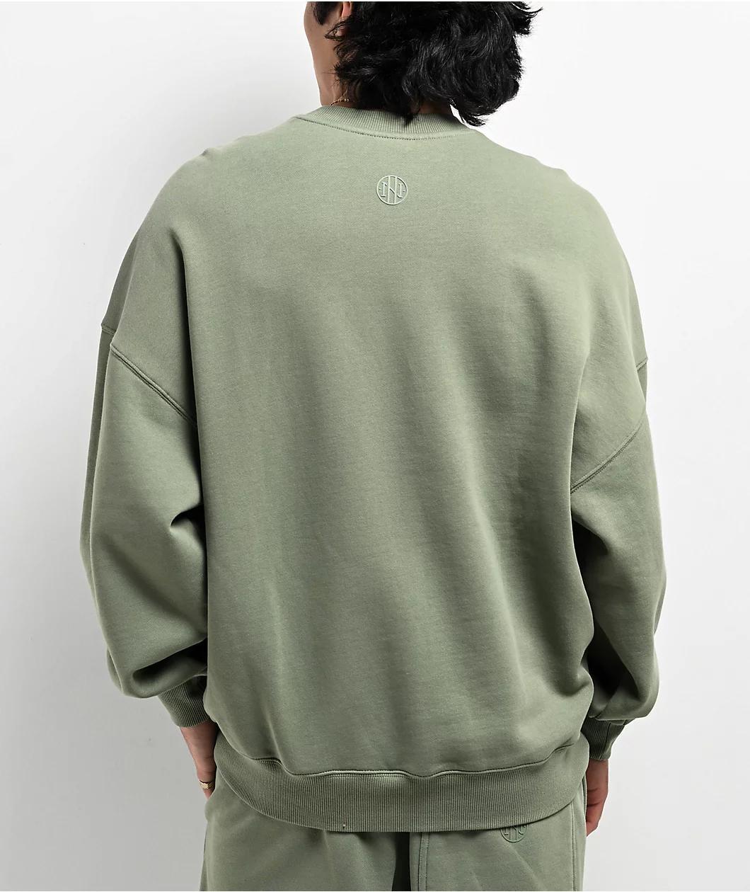 Ninth Hall Fundamentals Logo Light Green Oversized Crewneck Sweatshirt Product Image