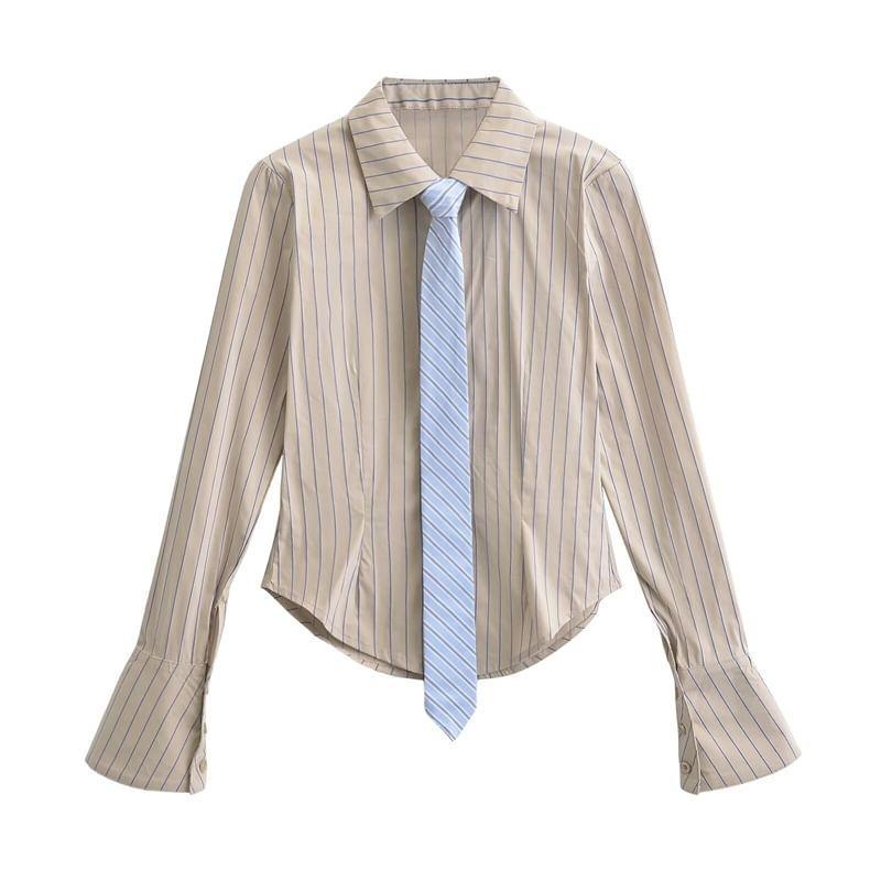 Flare-Sleeve Striped Shirt product image