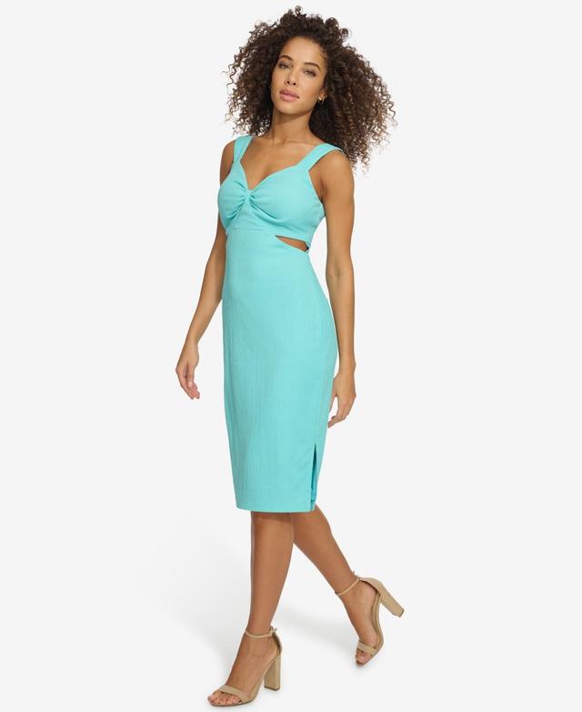 Siena Womens Textured Side-Cutout Gathered-Bodice Dress Product Image