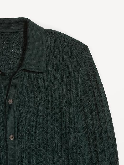 Button-Down Cable-Knit Sweater Product Image