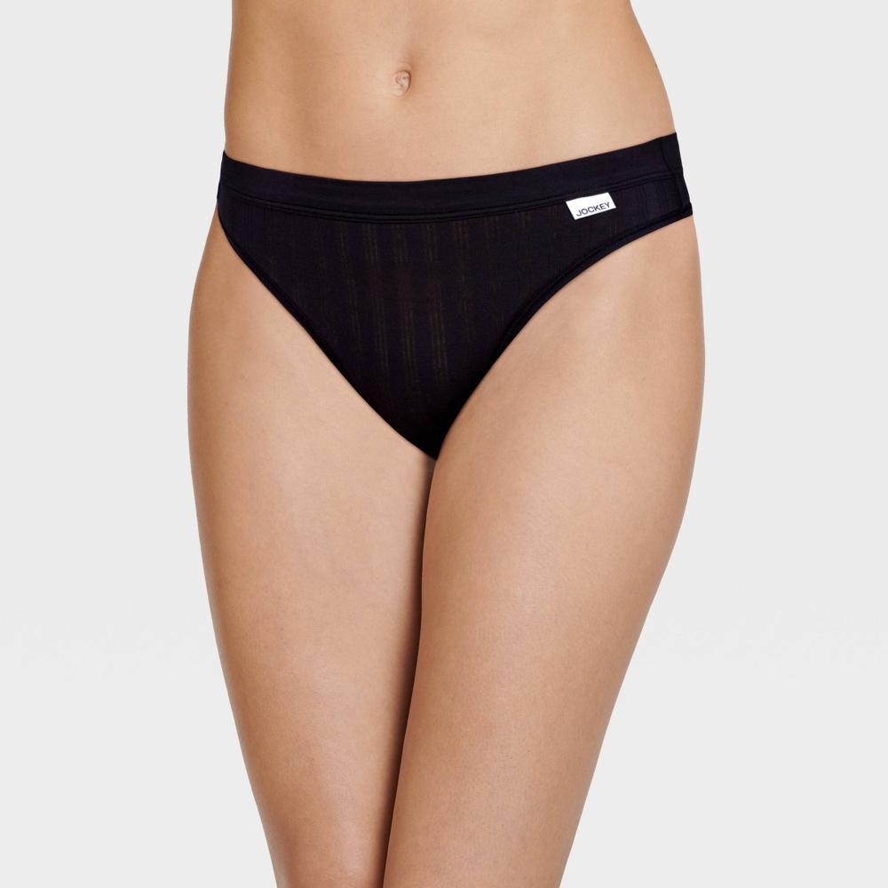 Jockey Generation Womens Breathe Pointelle Thong - Black S: Moisture-Wicking, Comfort Elastic Waistband, Modal Blend Product Image