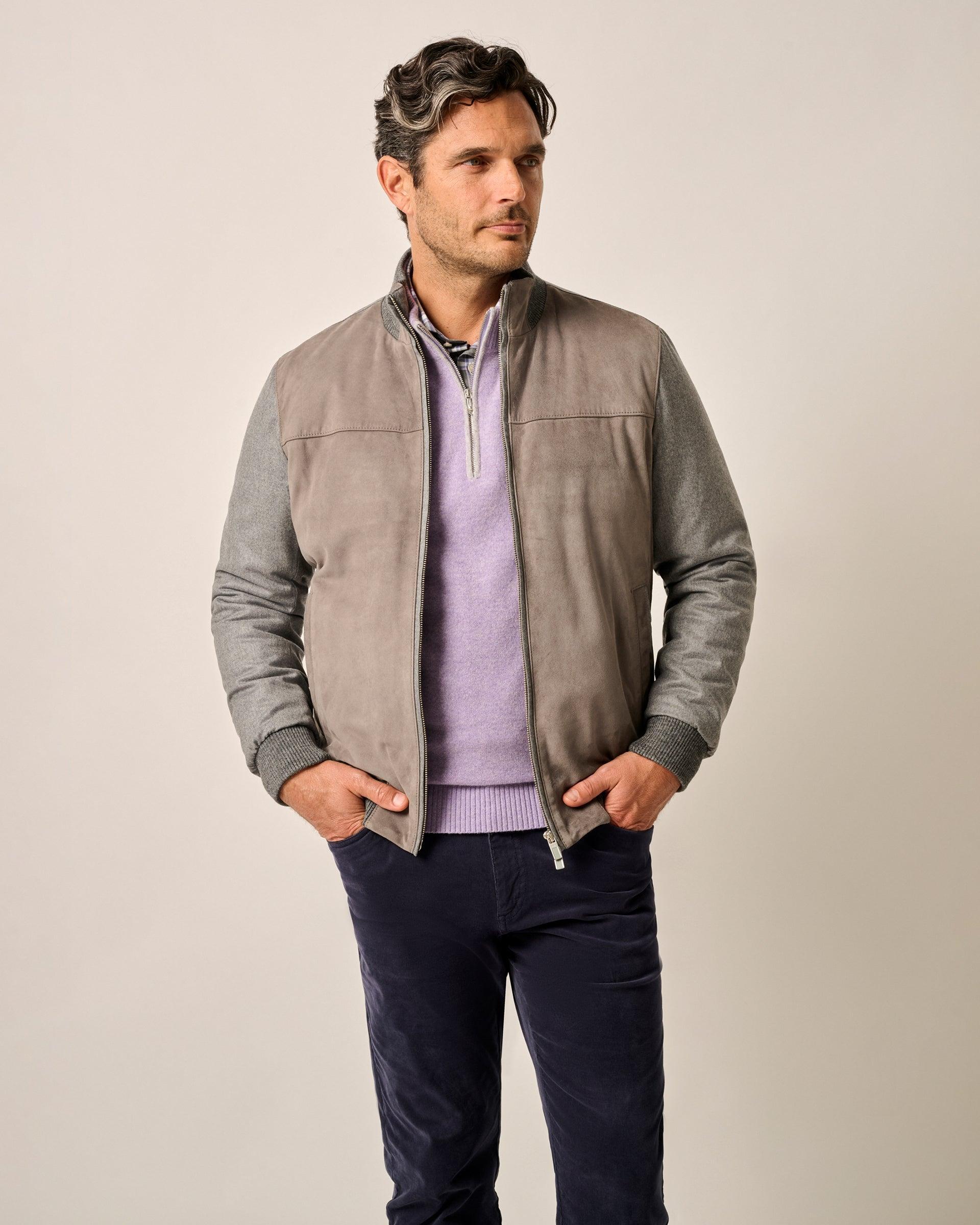 Zuko Lamb Suede Bomber Jacket Male Product Image