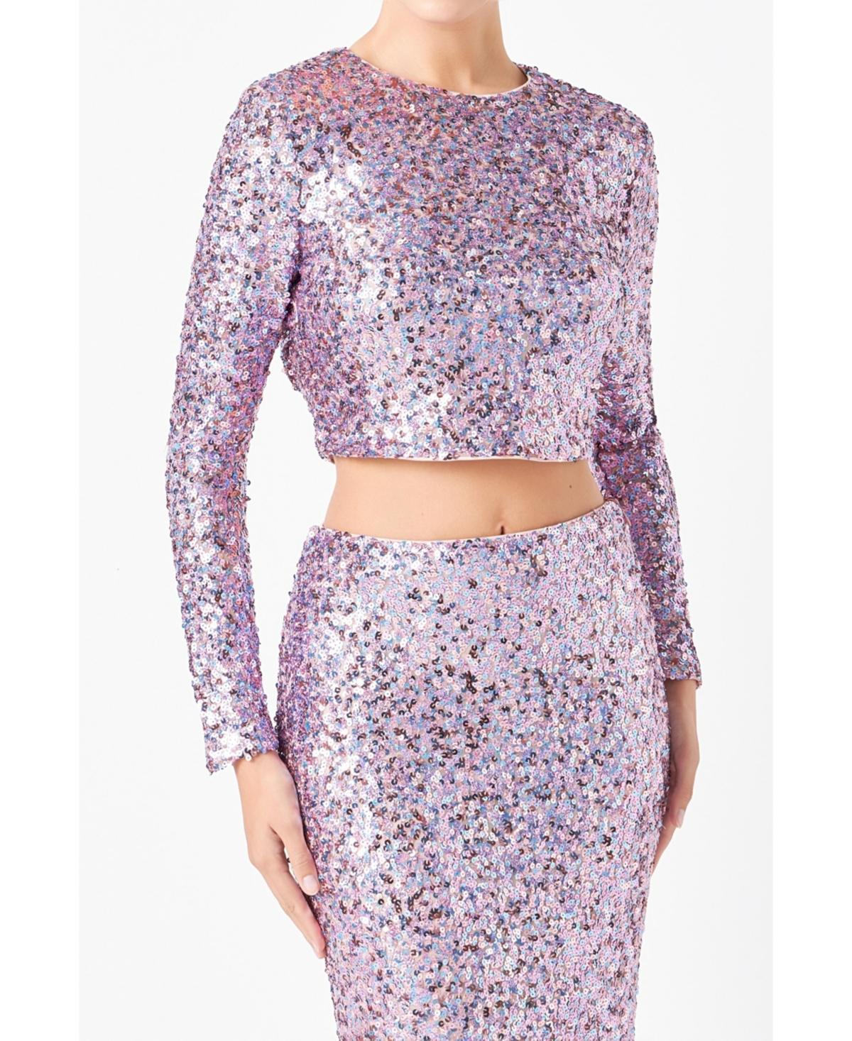 Womens Sequins Open Back Top Product Image