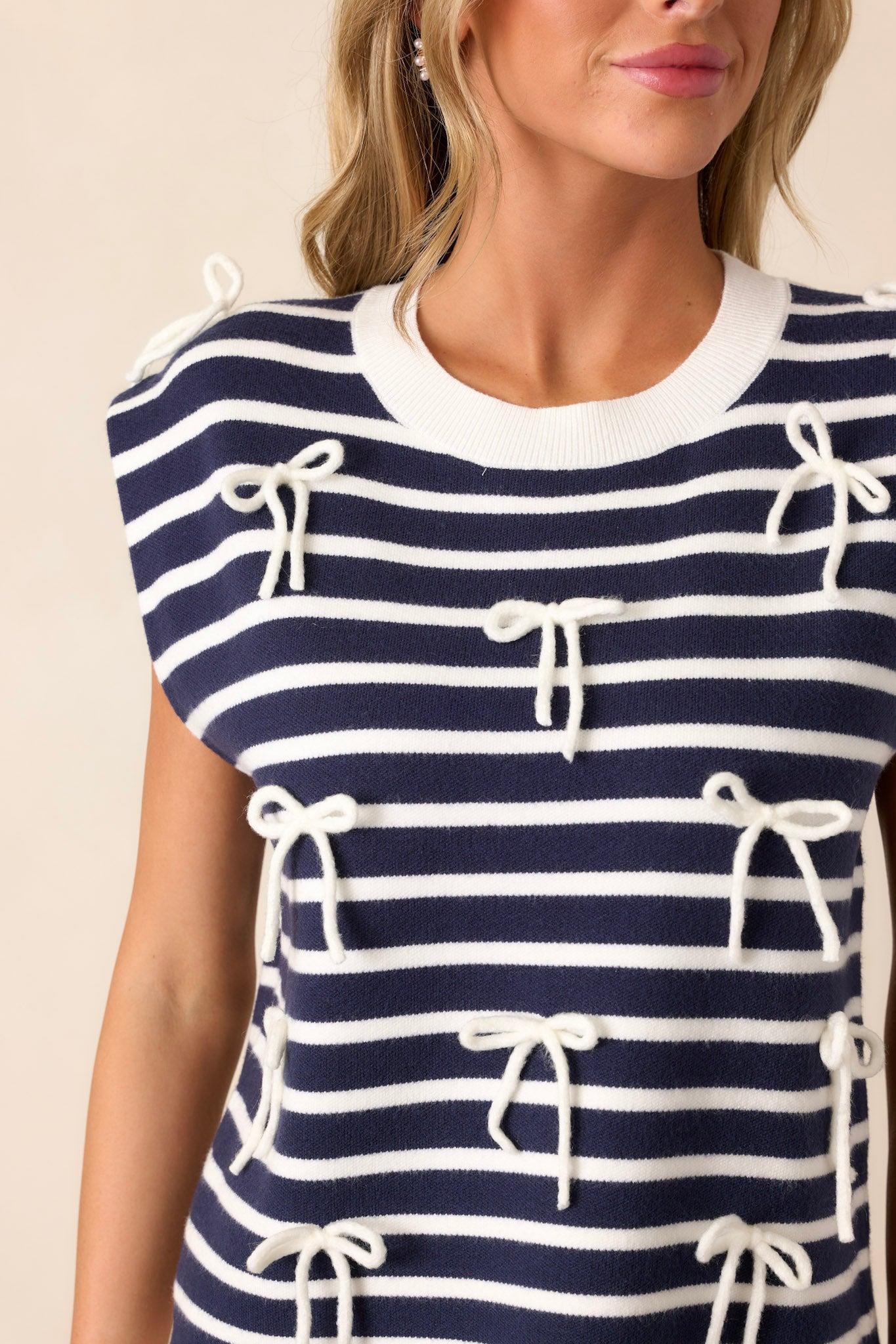 Sweet Melissa Navy Stripe Cap Sleeve Top Product Image