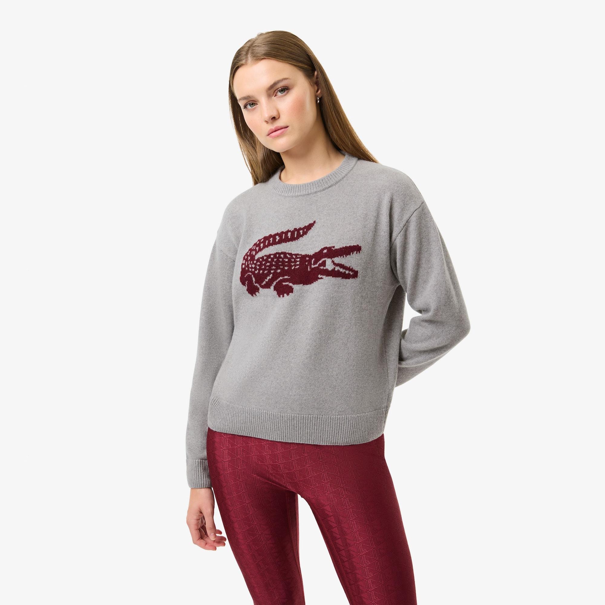 Women's Lacoste x Bandier Contrast Crocodile Sweater Product Image