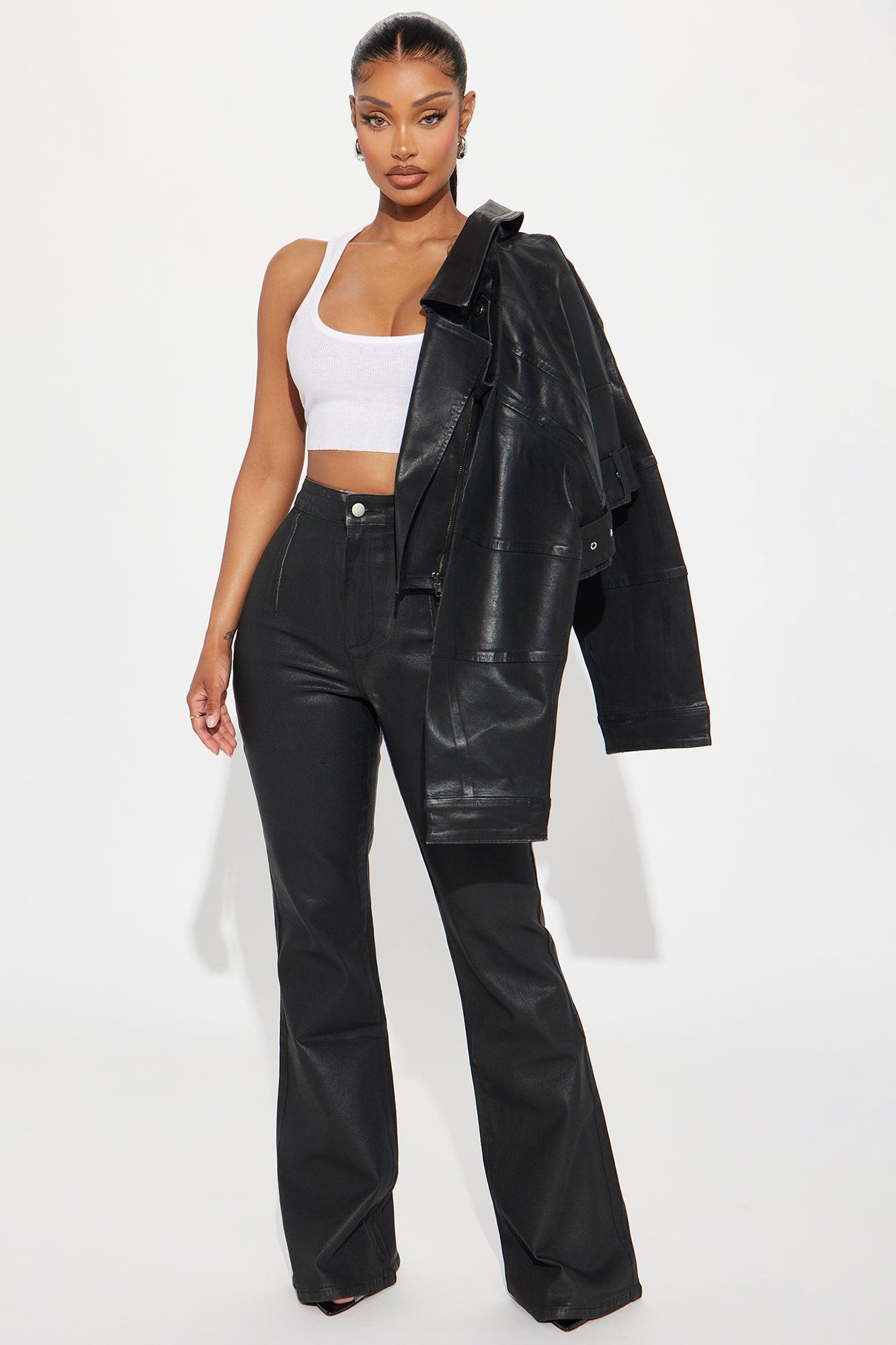 In The Aftermath Coated Stretch Flare Jeans - Black Product Image