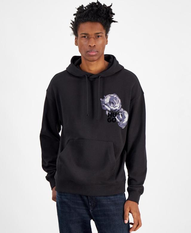 Hugo by Hugo Boss Mens Relaxed-Fit Floral Logo-Print Hoodie Product Image