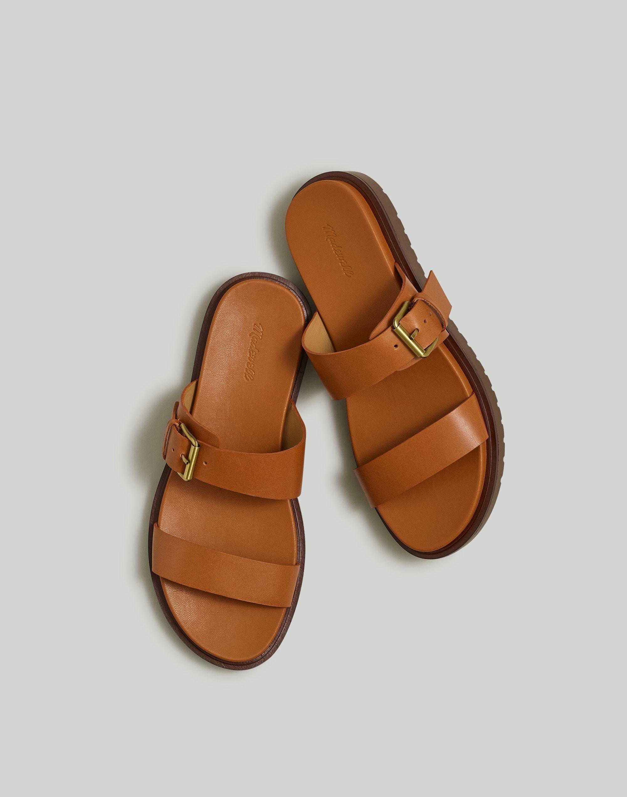 The Dee Double-Strap Slide Sandal in Leather Product Image