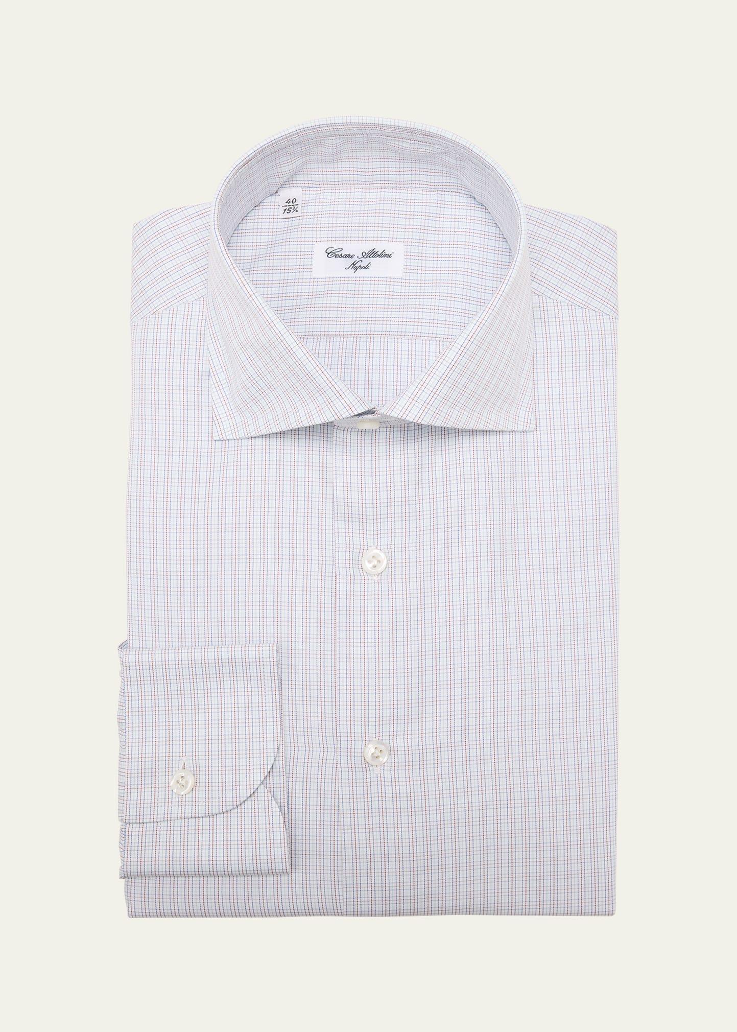 Mens Cotton Graph Check Dress Shirt Product Image