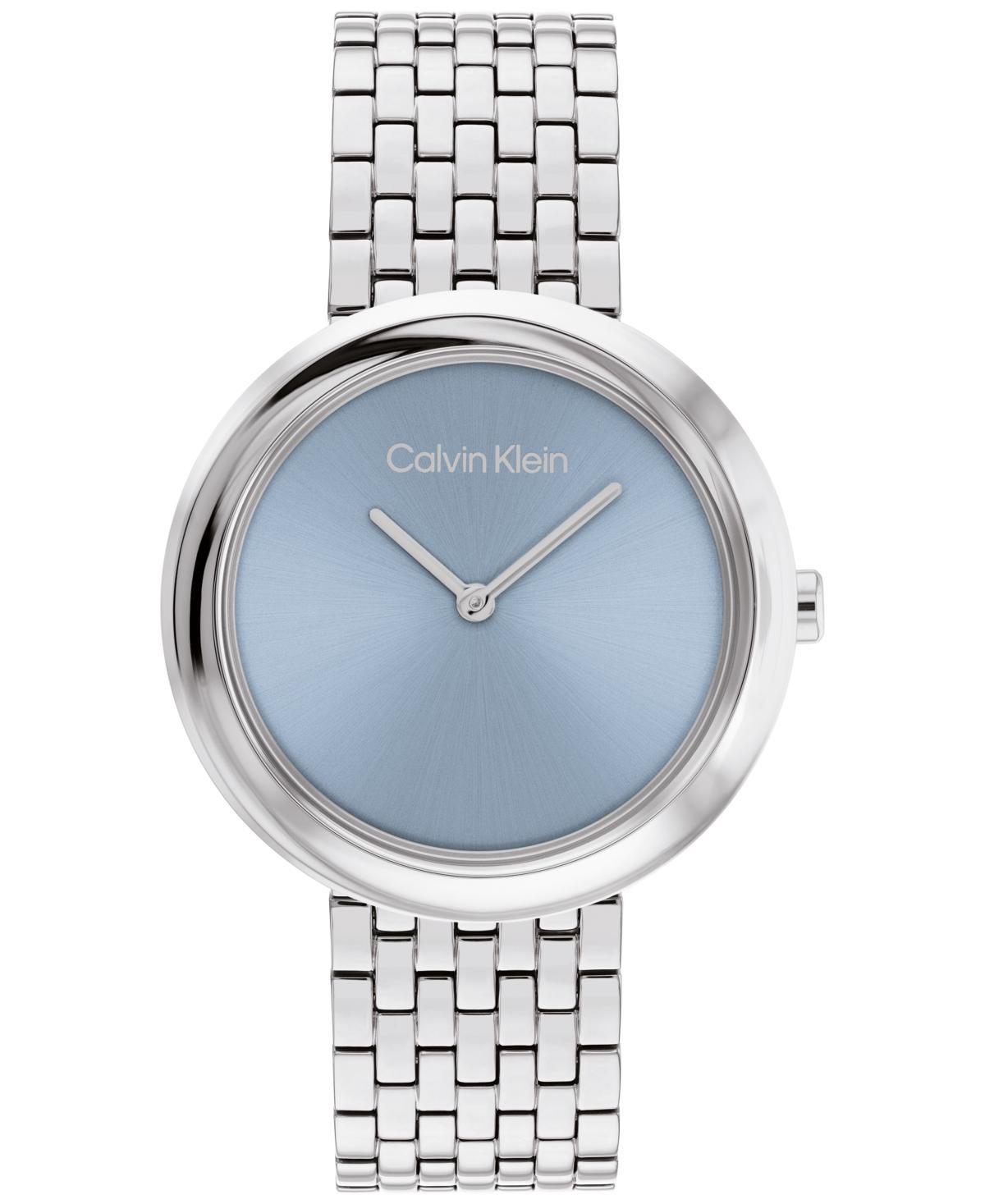 Calvin Klein Women Twisted Bezel Silver Stainless Steel Bracelet Watch 34mm - Silver Product Image